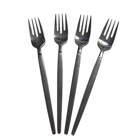 Vintage SRI Astro by Stanley Roberts Japan Stainless Steel Salad Fork Set Of 4 - Picture 1 of 4